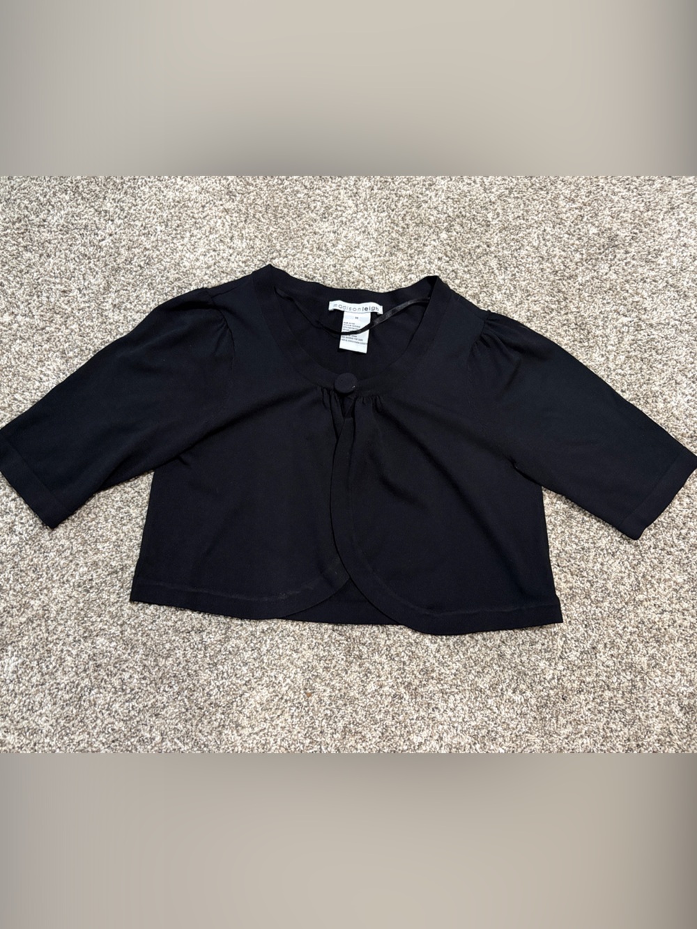 Madison Leigh Black Cropped Shrug. Size Medium